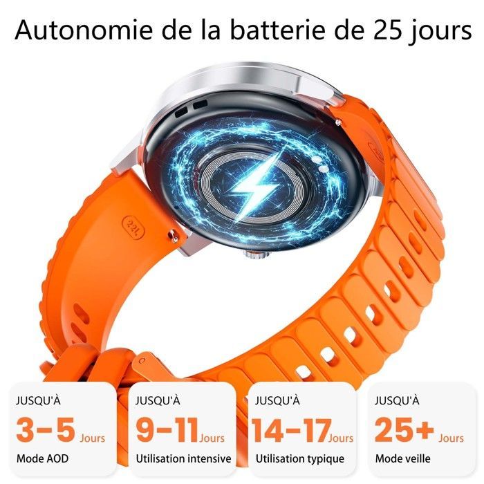 Relógio inteligente KOSPET Orb para homens e mulheres, com certificação IP68 integrada, monitor de atividades de 1,43 polegadas, compatível com Android, iOS, Samsung, Xiaomi e iPhone.