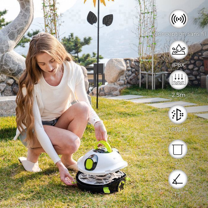 EVERCROSS BOT Y10 Poolrobot, Sladdlös Poolrobot för Golvrengöring, 100 Min & 120m² (Vit)