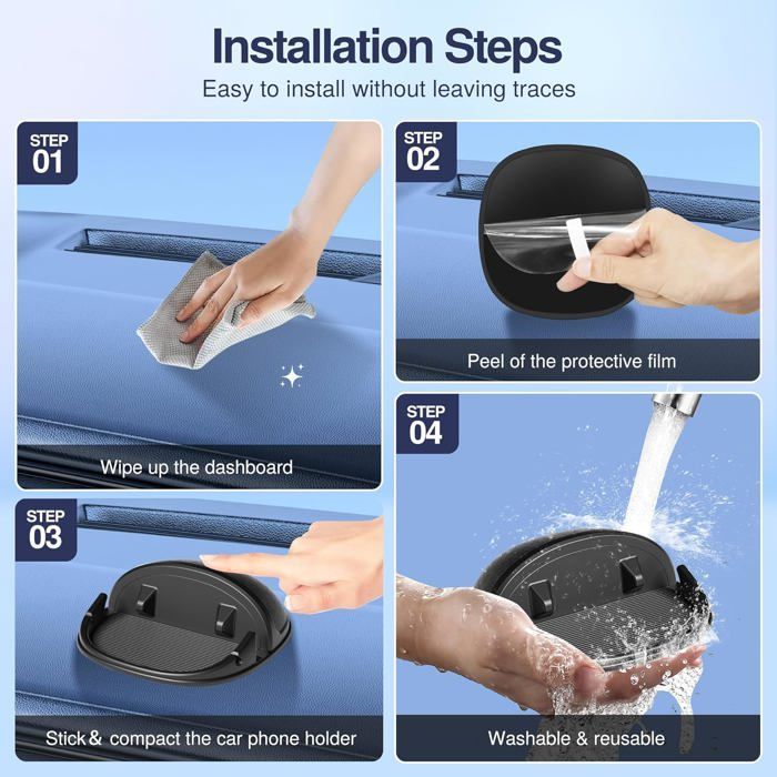 Soporte para teléfono de coche - LONCASTER - Antideslizante - Silicona - Universal - Negro