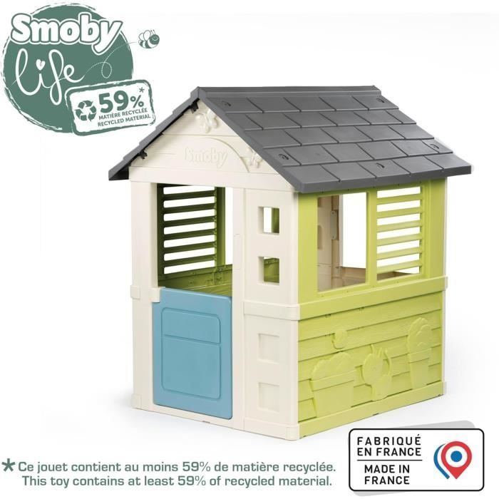 Smoby Life - Pretty House - Modern Design - Gate, Windows with Shutters - Recycled Material - Ages 2+