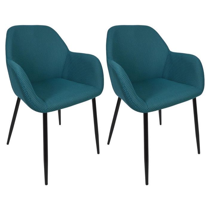 Set of 2 blue 3D textured mesh fabric dining chairs - ELECTRON