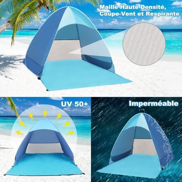 Instant Beach Tent - UPF 50+ UV Sun Protection - 2-3 Person - Blue