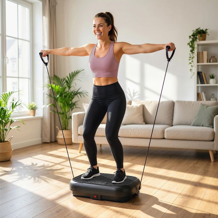 Fitness Vibration Plate - SPORTNOW - 200W Vibration Plate, 120 Speeds, 5 Programs - Steel - 48 x 32 x 12.5 cm - Black