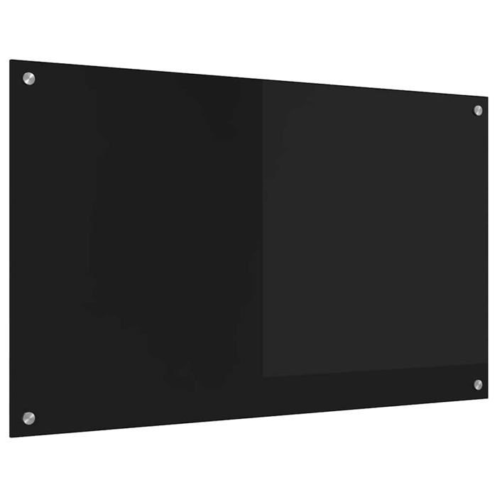 Dosseret de cuisine en verre trempé - vidaXL - Noir - 100x60x0,8 cm - Thermorésistant - Verre trempé