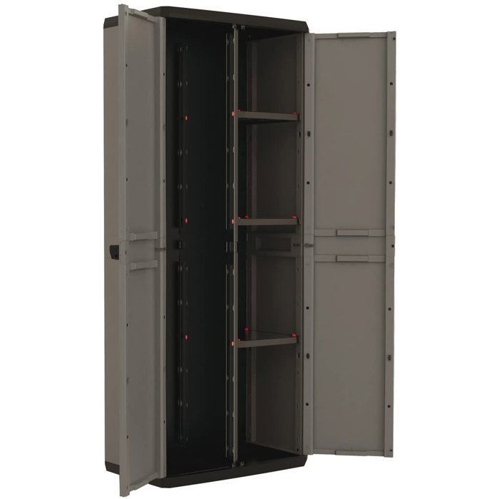 Armoire de rangement utilitaire Più - KETER - 3 tablettes réglables - Gris anthracite et noir