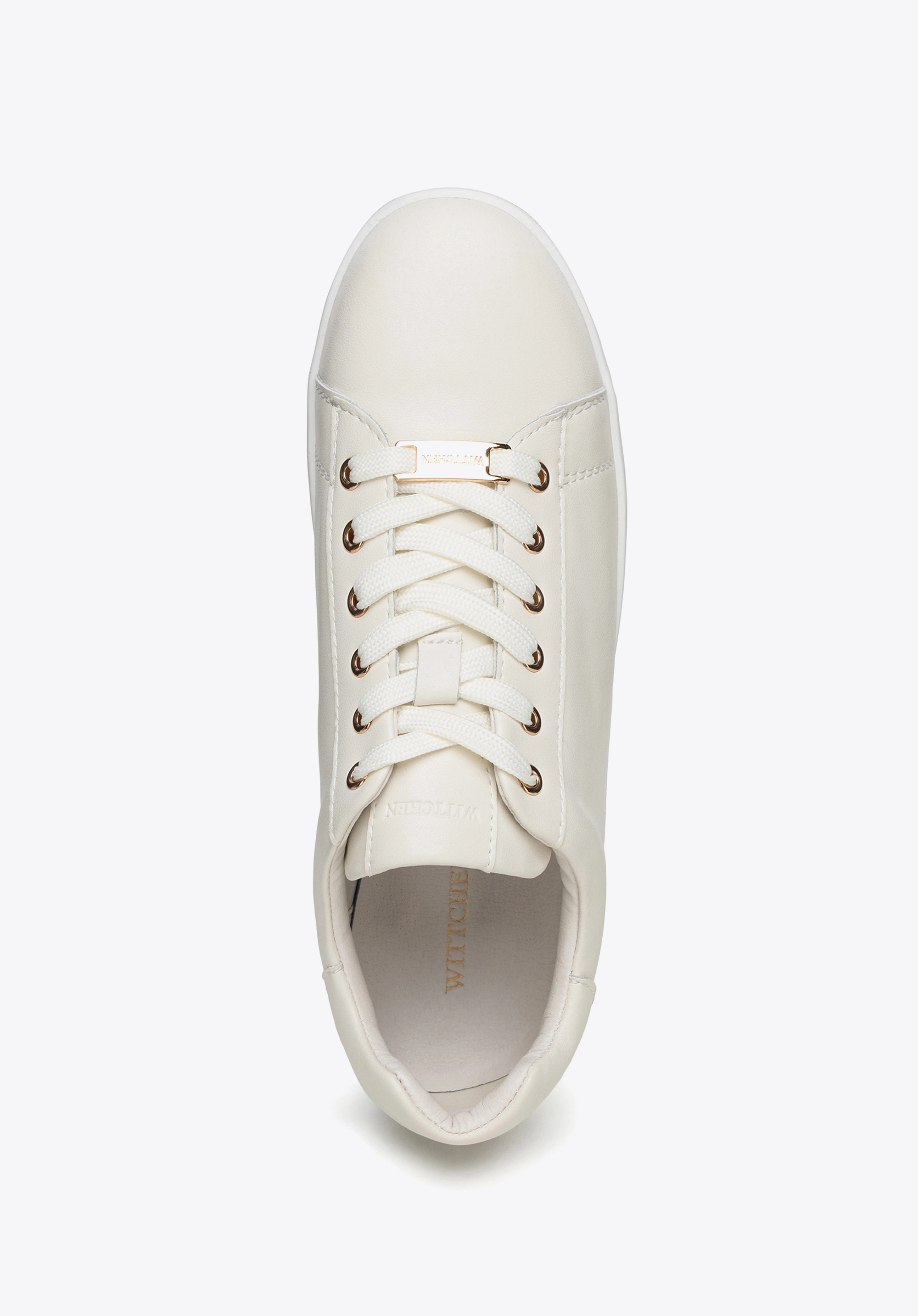 Damskie sneakersy skórzane na platformie kremowe