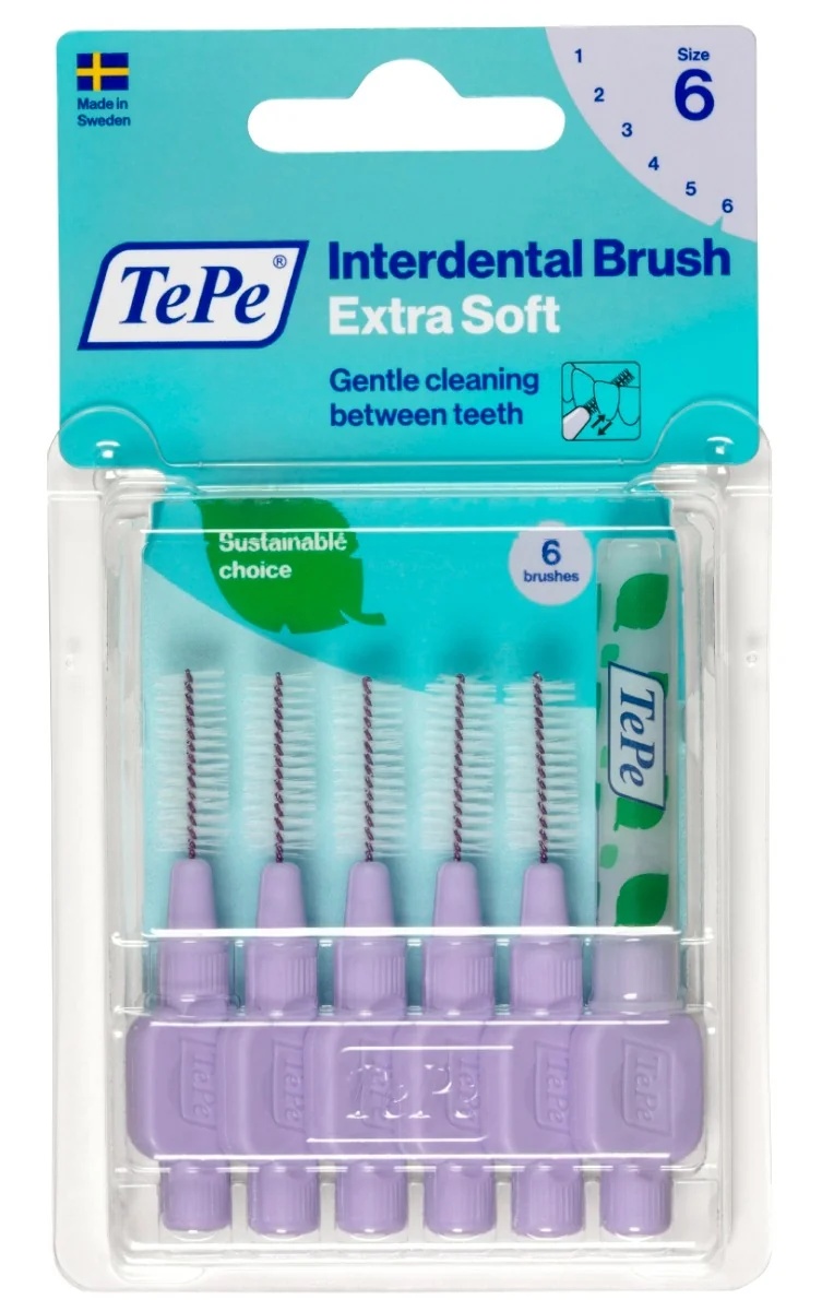 TEPE Interdentalbürste extra weich lila, Größe ISO 6, zur Reinigung der Zahnzwischenräume
