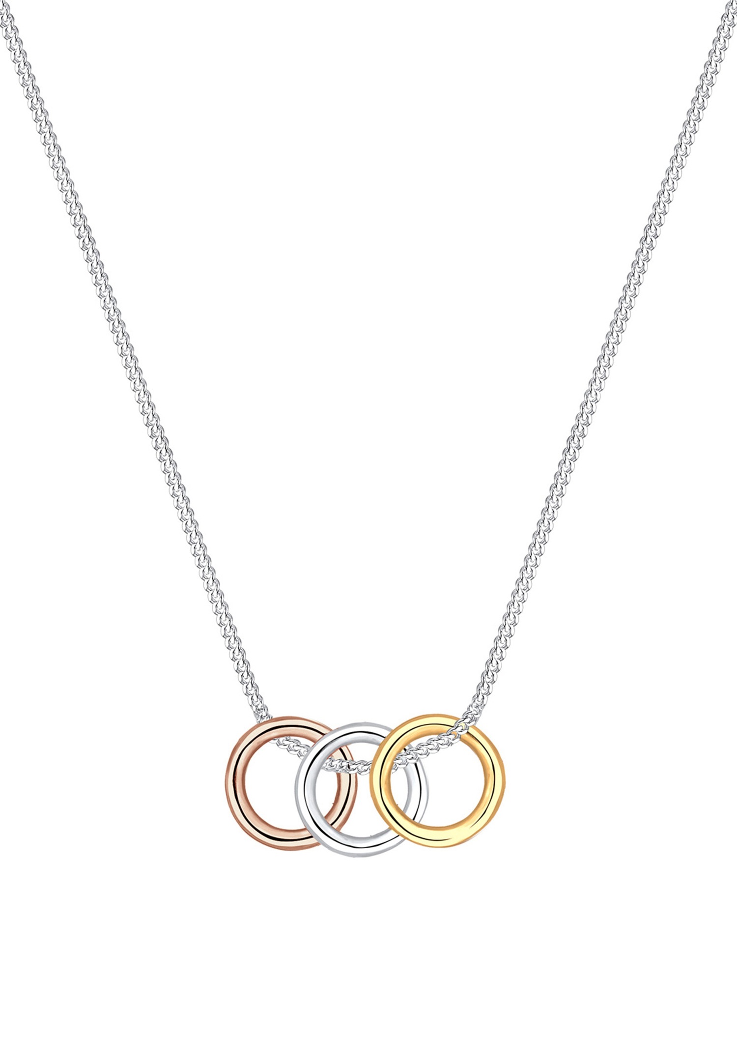 Elli Femme Pendentif Cercle Tendance Tri-Couleur en Argent Sterling 925
