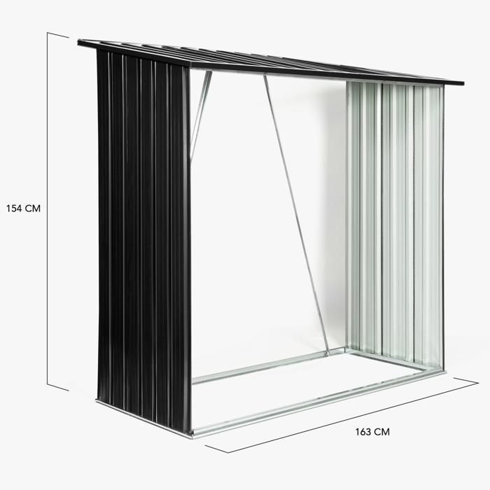 IDMARKET Abri de stockage 2 m³  gris en acier galvanisé pour bûches