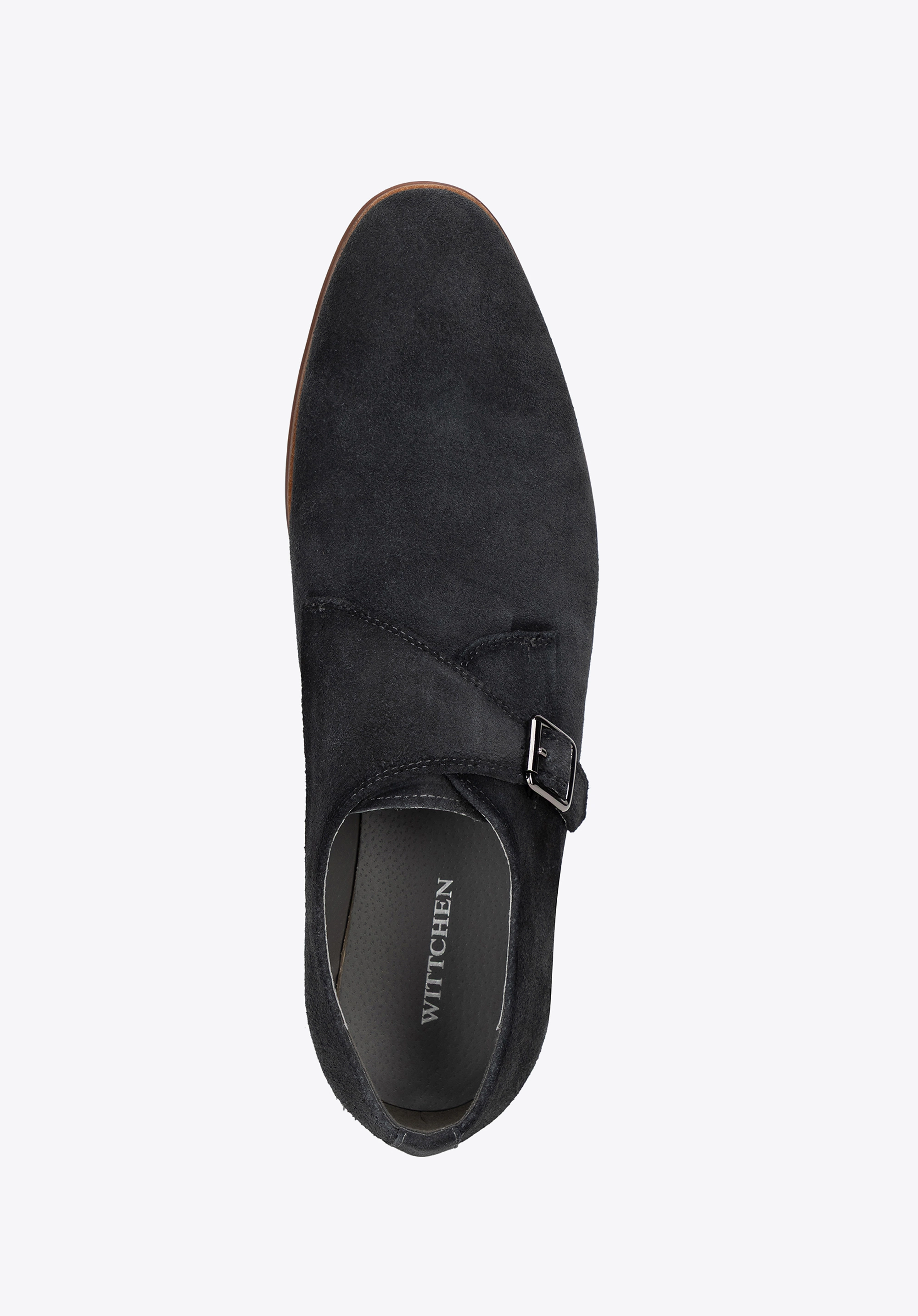 Męskie buty monki ze skóry zamszowej ciemny szary