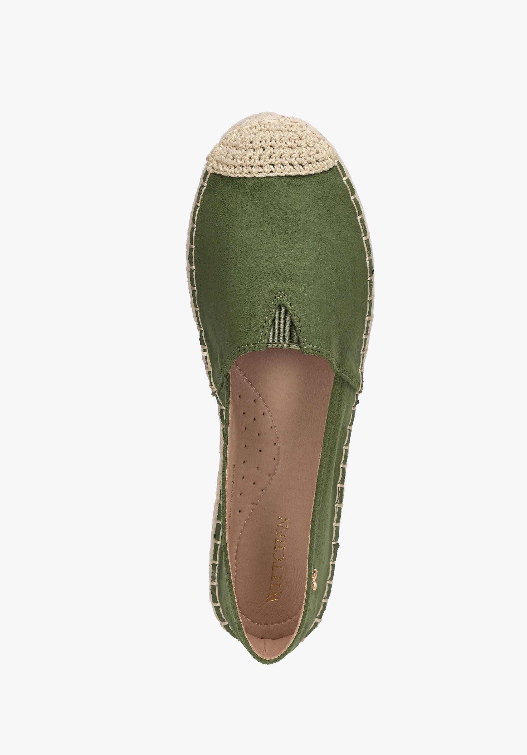 Damskie espadryle z plecionym noskiem zielone