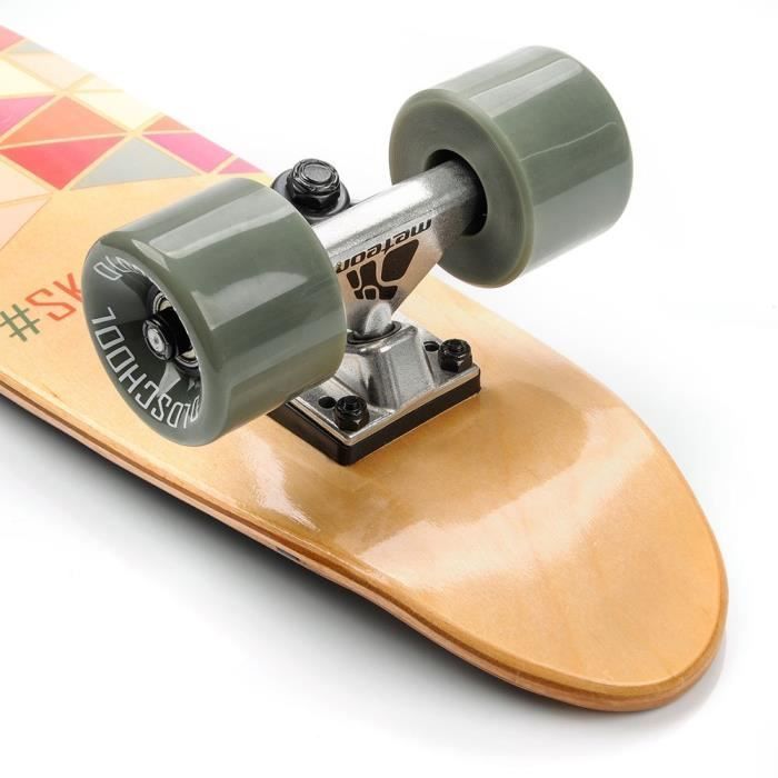 Skateboard Cruiser Mini Vintage en Bois Érable Canadien - METEOR - 57cm