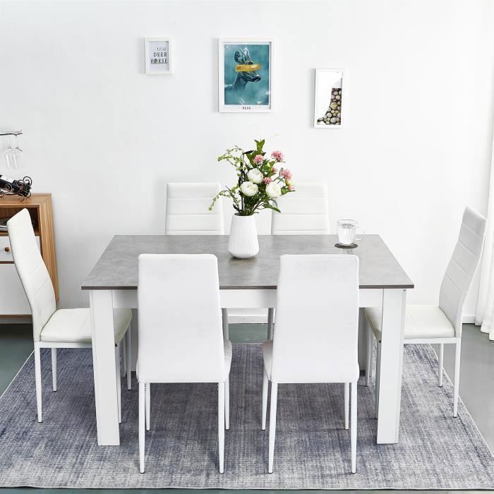 Mondeer - Juego de mesa de comedor con 6 sillas, mesa de comedor, mesa de cocina, para comedor, cocina - Gris