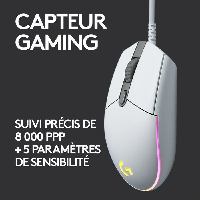 Gaming Mouse - Wired - Logitech G - G203 - White