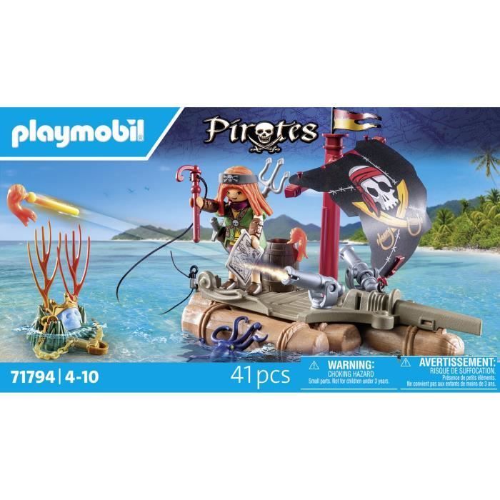 PLAYMOBIL 71794 Piraat met vlot, kanonnen en schat, Piraten, 41 onderdelen, Leeftijd 4+