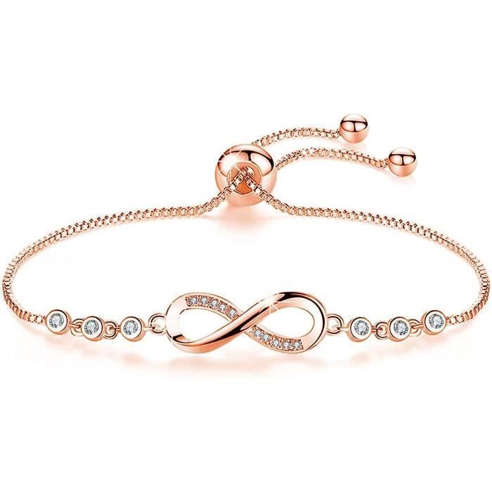 Women's Infinity Heart Bracelet with Cubic Zirconia, Adjustable Bracelet for Birthday Gift, Mother's Day Gift, Jewelry