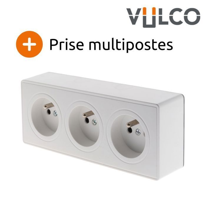 Vulco - Zenitech 2P+E 16A Enchufe triple de montaje en superficie blanco