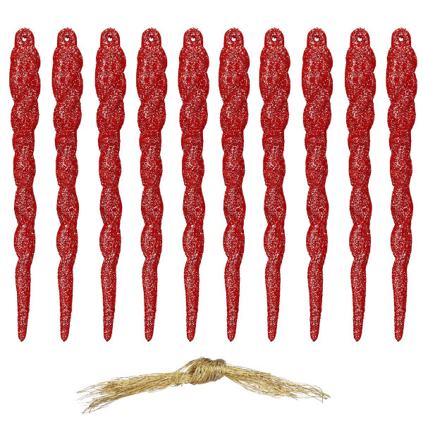 Bombki choinkowe sople 10 szt. nietłukące 12 cm brokatowe