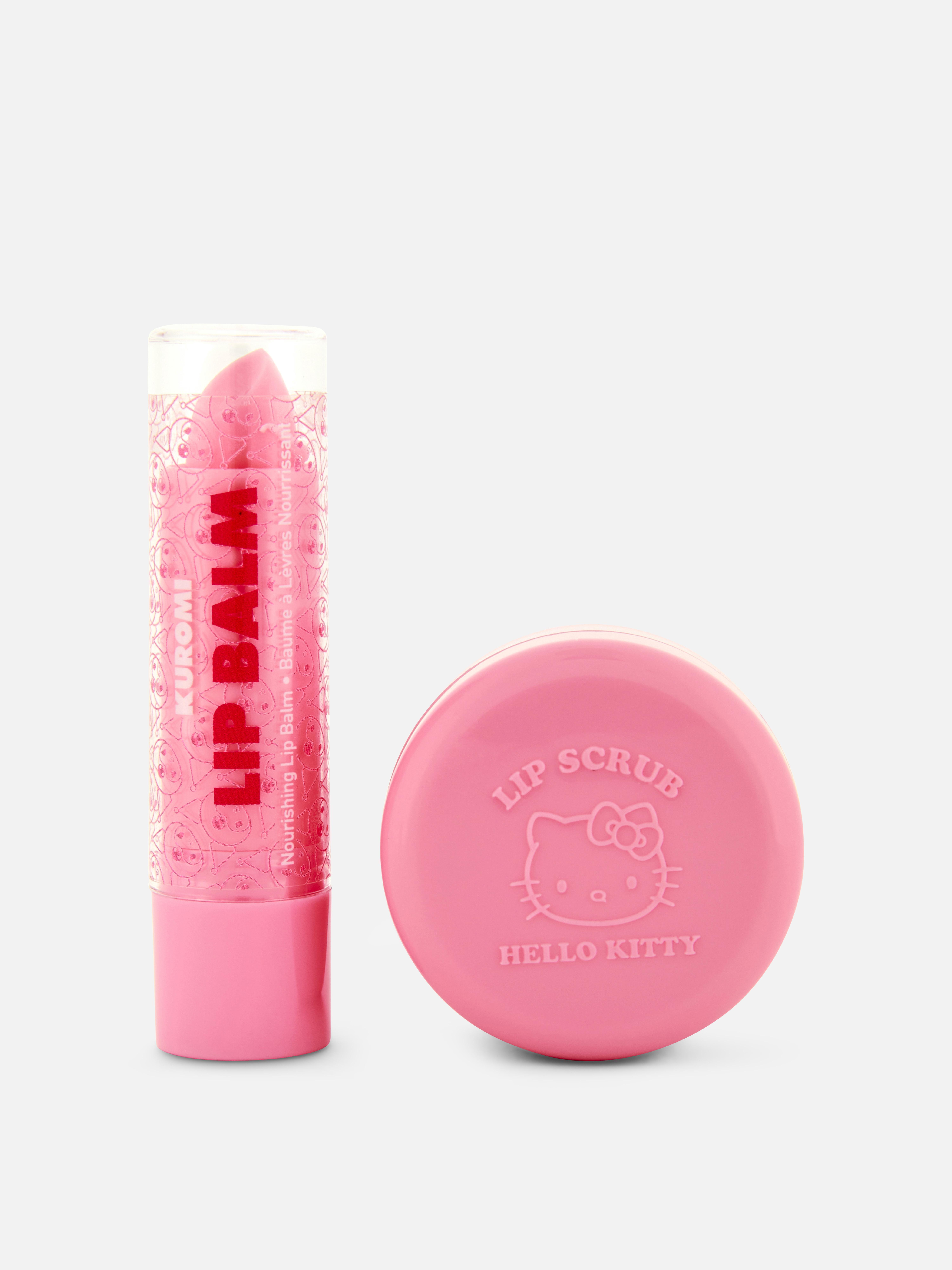 Balsam de buze și exfoliant Hello Kitty Kuromi Un set de îngrijire a buzelor Hello Kitty Kuromi cu balsam hidratant și exfoliant