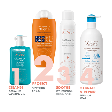 Avène Sun Care Sport Fluid -vedenpitävä SPF50-aurinkosuojavoide kasvoille ja vartalolle, urheilulle, 100 ml