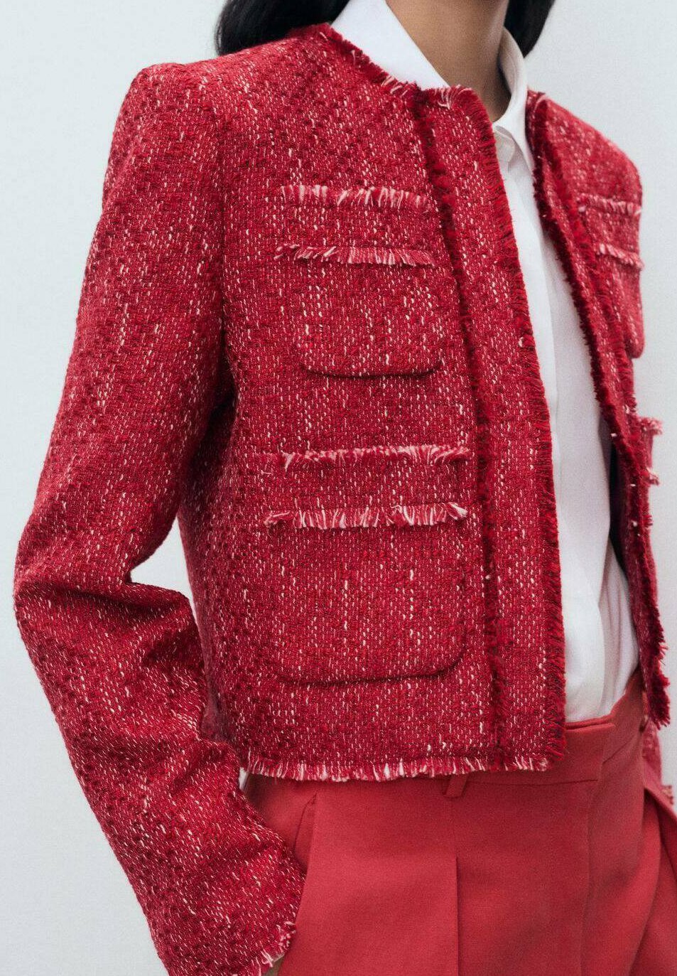 Mango met gerafelde uiteinden - Zomerjas - rood
