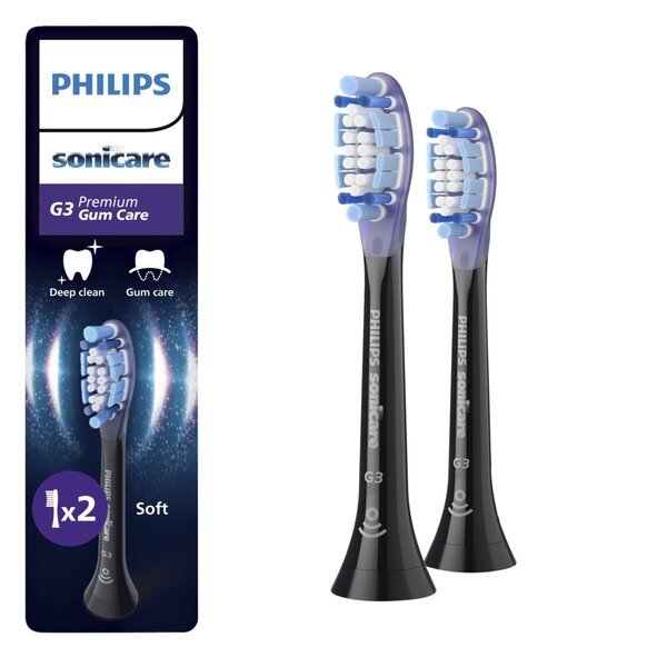 „Philips Premium Gum Care“ šepetėlių galvutės, juodos, 2 vnt. pakuotėje<br>juodos, 2 vnt.