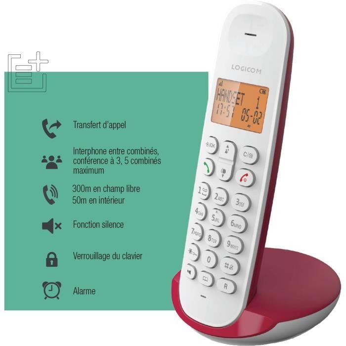 Draadloze vaste telefoon - LOGICOM - DECT ILOA 150 SOLO - Raspberry - Geen antwoordapparaat
