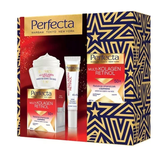 PERFECTA MULTI-KOLAGEN RETINOL ZESTAW DO PIELĘGNACJI TWARZY 50  KREM NA DZIEŃ I NOC   KREM POD OCZY