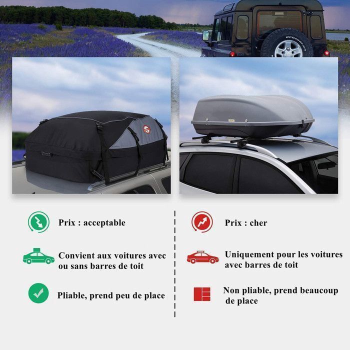 Sac de Toit Voiture - TOOLUCK - 130x100x45cm/580L - Coffre De Toit Voiture Intempéries - 900D Tissu d’Oxford - Pour Voyage