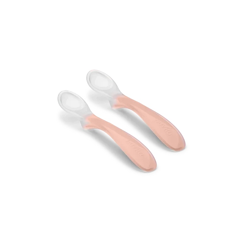 Ensemble de 2 cuillères roses NUVITA Nuvita Sil6+, douces pour les gencives