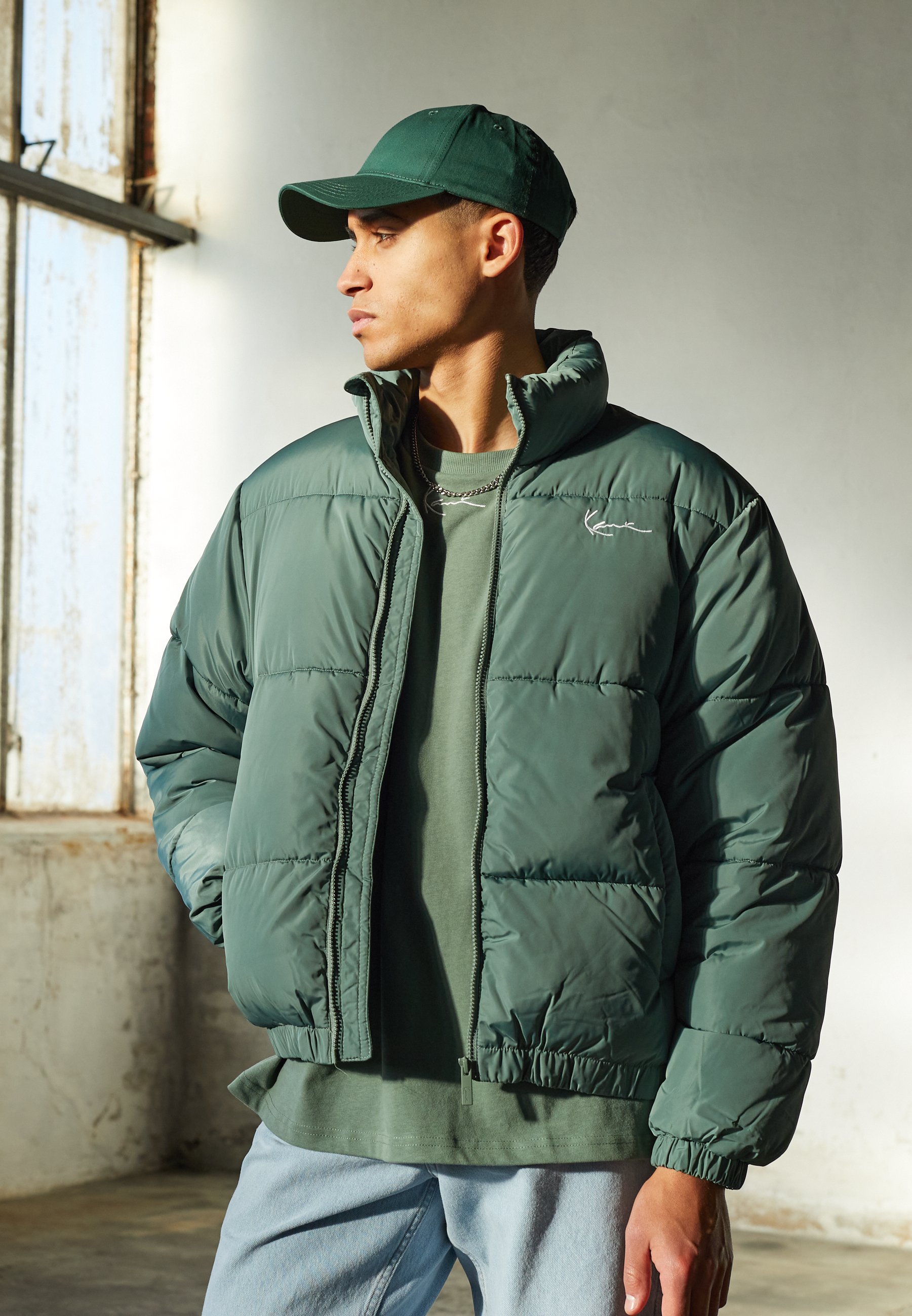 Karl Kani CHEST SIGNATURE PUFFER - Winterjas - stoffig groen