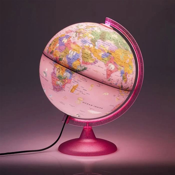 TECNODIDATTICA - Globo PINK ZOO, iluminado, 25 cm, ilustrado