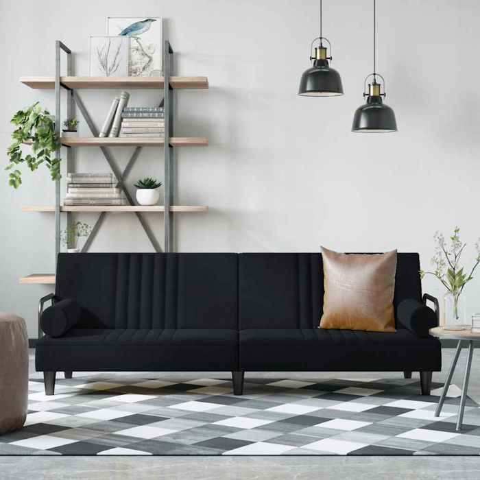vidaXL Canapé-lit avec accoudoirs noir velours 351898