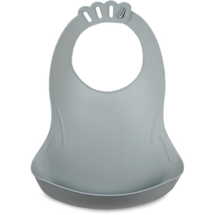 Set di 2 bavaglini - THERMOBABY - BIBOU - Verde celadon e Grigio charm - Regolabili e impermeabili