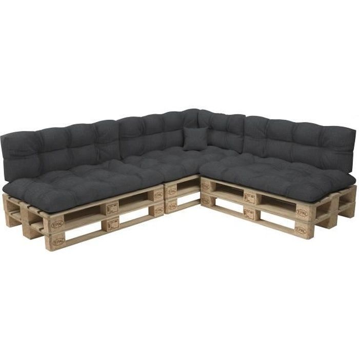 Coussins palettes Matelassé - POKAR - Set 8 pièces - 100% Polypropylène - Extérieur