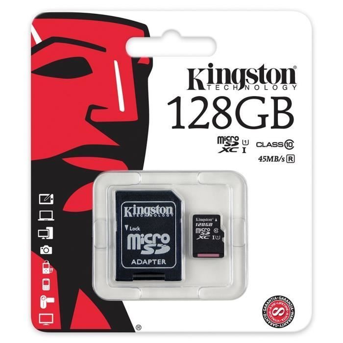 Micro SD Memory Card - SAMSUNG - 128GB - Class 10 - Compatible with Galaxy - Black