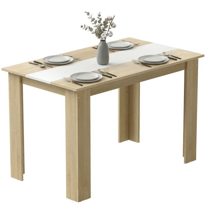 HOMCOM - Mesa de comedor - Tablero de partículas - 120x69x75cm - Madera natural