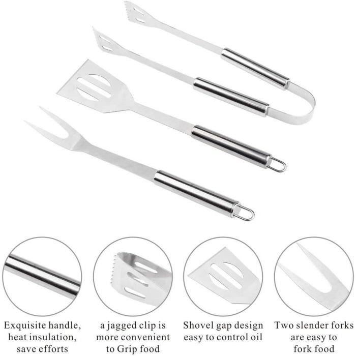 Kit completo de utensilios para barbacoa ZGEER - 16 piezas - Acero inoxidable - Negro