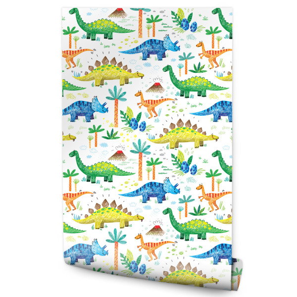 Tapeta Do Pokoju Chłopca Kolorowe Dinozaury