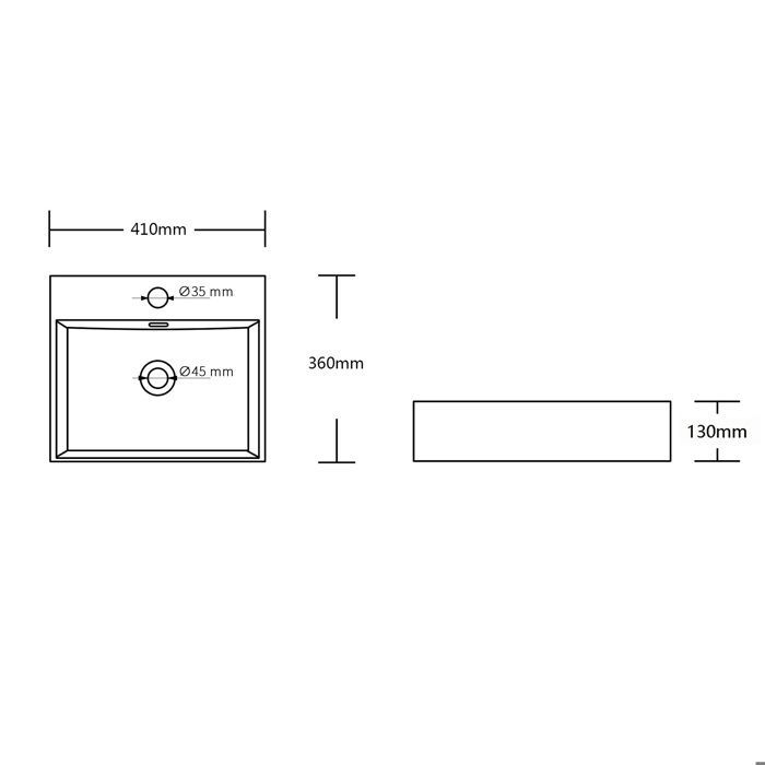 Lavabo de encimera blanco doporro, lavabo rectangular de cerámica para baño, Brüssel206, 41x36x13cm