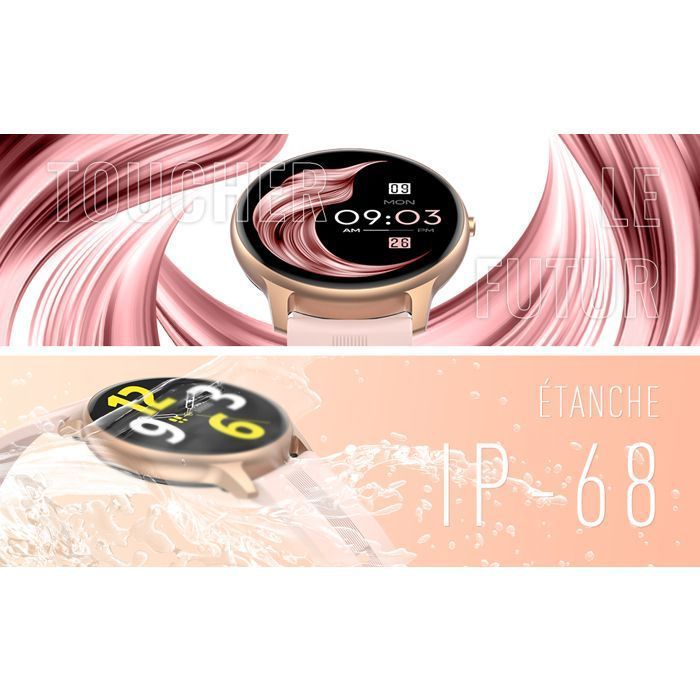 Smartwatch da donna color oro rosa con Bluetooth 5.0, impermeabile IP68, tracker di attività/frequenza cardiaca/contapassi, compatibile con Android/iOS