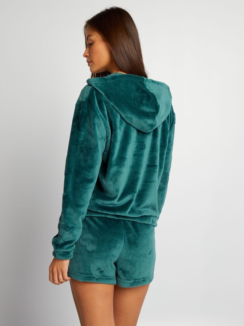 Bluza polarowa Homewear z zamkiem błyskawicznym - ZIELONA