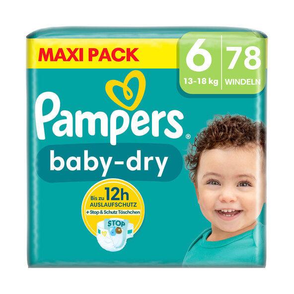 Fraldas Baby Dry, Tamanho 6 Extra Grande, Pacote Maxi, Conjunto com 2 unidades