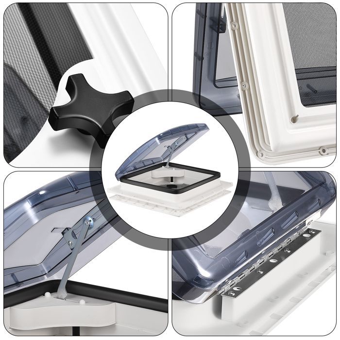 Ventilador de techo para caravana TTLIFE, 40 cm x 40 cm, ajuste manual, reversible, impermeable, para ducha, autocaravana y caravana.