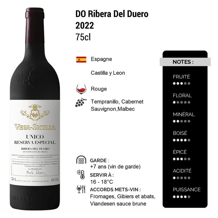Vega Sicilia Ribera Del Duero Unico 2022 - Vino rosso dalla Spagna (75cl).