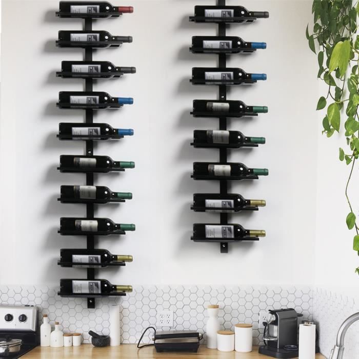 Yaheetech Metal Wall-Mounted Wine Rack for 10 Bottles, Wine Cellar, Restaurant, Home, 126cm, Black