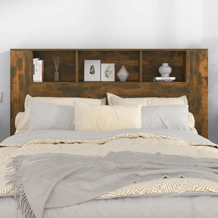 vidaXL Armoire de tête de lit chêne fumé 160x18,5x104,5 cm 817273