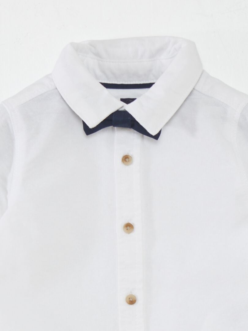 Camisa branca + gravata borboleta - 2 peças - branco