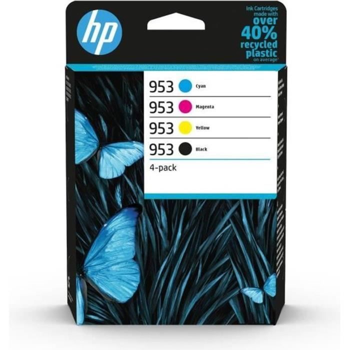 HP 953 4-Pack Genuine Black, Cyan, Yellow, and Magenta Ink Cartridges (6ZC69AE) for HP OfficeJet Pro 7700/8200/8700