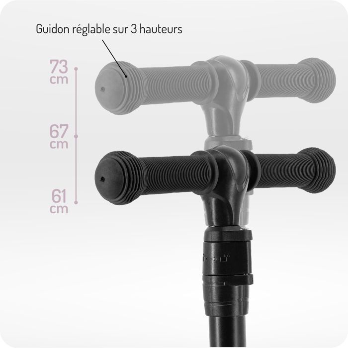 Trottinette enfant - MOMI - SAN - 3 roues - LED dans les roues - Guidon réglable 3 hauteurs